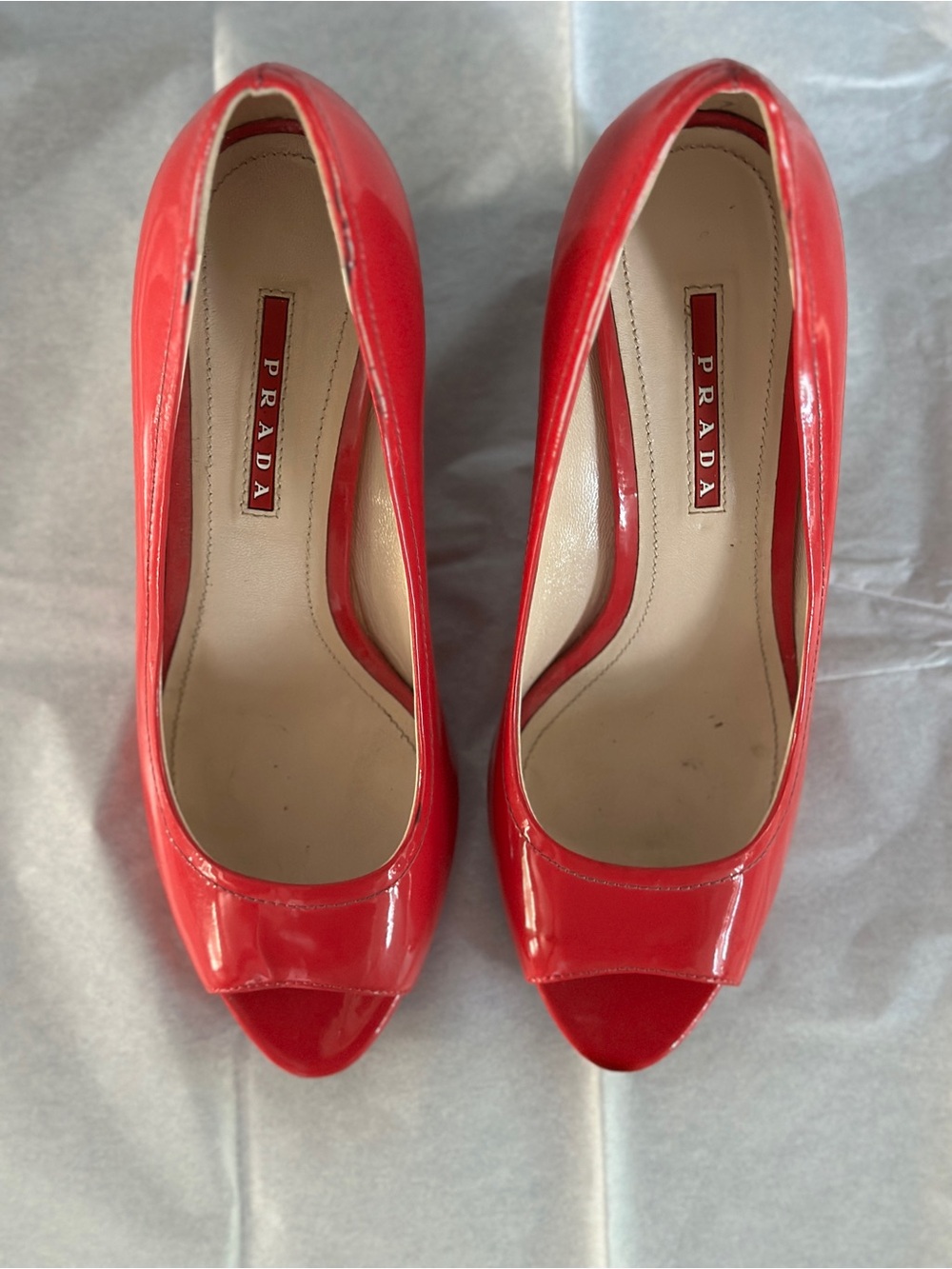 Vintage Prada Hot Pink Peep-Toe Wedges